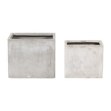 Sagebrook Home Contemporary Resin, Set of 2 -  16/20"d Nested Square Planters, Lt. Gra 16858-01 Gray Polyresin