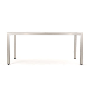 Cape Coral Outdoor Aluminum Dining Table with Tempered Glass Table Top, Gray Noble House