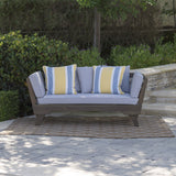 Ottavio Outdoor Grey Finished Acacia Wood Daybed with Light Grey Water Resistant Cushions