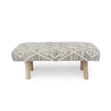 Laveta Handcrafted Boho Wool and Cotton Rectangular Bench