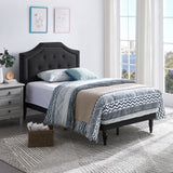 Elinor Contemporary Upholstered Twin Bed Platform, Black Noble House