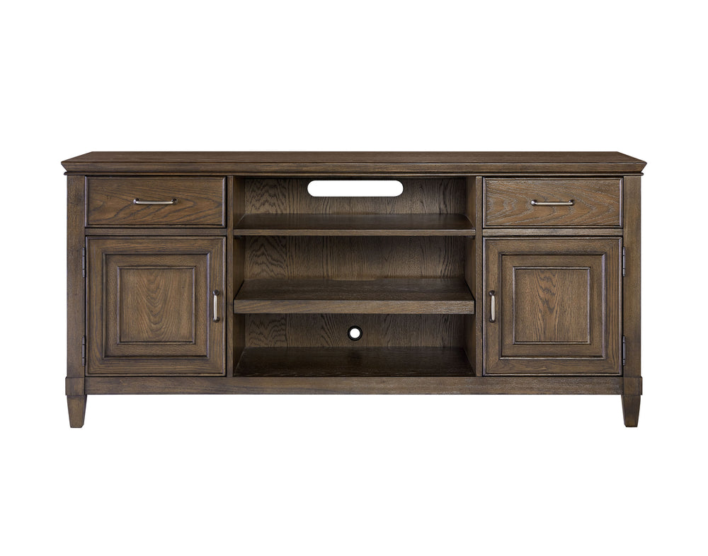 Newport 66" TV Console in Planked Oak - Stylish Storage with Cable Management & Soundbar Shelf