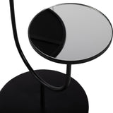 Sagebrook Home Contemporary Metal, 19"dx25"h 2-tiered Side Table W/ Mirror Top 17629 Black Iron