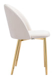 Zuo Modern Cozy 100% Polyester, Plywood, Steel Modern Commercial Grade Dining Chair Set - Set of 2 Cream, Gold 100% Polyester, Plywood, Steel