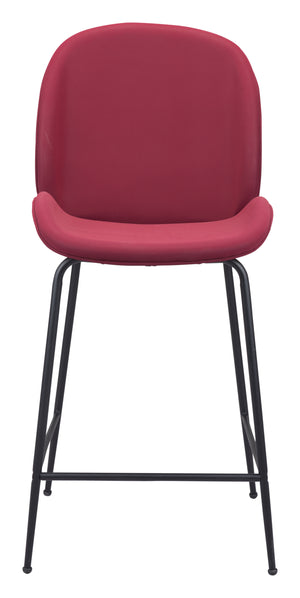Zuo Modern Miles 100% Polyurethane, Plywood, Steel Modern Commercial Grade Counter Stool Red, Black 100% Polyurethane, Plywood, Steel