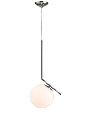 Bethel Satin Nickel Single Pendant Lighting in Steel & Glass