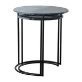 Sagebrook Home Contemporary Metal, Set of 2 -  22/24" Round Side Tables, Ombre Black 15219-04 Black Iron