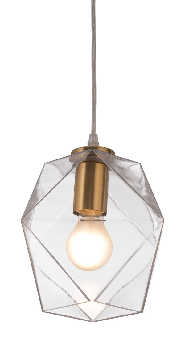 Zuo Modern Jenny Glass, Steel Modern Commercial Grade Ceiling Lamp Gold, Clear Glass, Steel