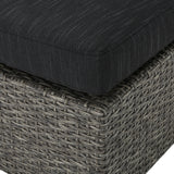 Puerta Outdoor 3 Seater Wicker Left Sofa, Mixed Black with Dark Grey Cushions Noble House