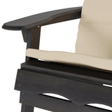 Malibu Outdoor Acacia Wood Folding Adirondack Chairs with Cushions (Set of 4), Dark Gray and Khaki