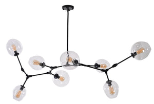 Bethel Modern Black Chandelier with Adjustable Arms & Clear Glass Shades for Stylish Home Décor