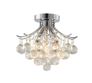 Bethel Chrome Semi Flush Mount in Metal & Crystal