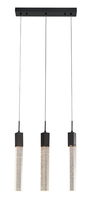 Bethel Matte Black Island Lighting in Metal & Crystal