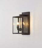 Bethel Bronzed Black Outdoor Wall Sconce in Stainless Steel & Glass