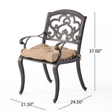 Austin Outdoor Dining Chair with Cushion, Shiny Copper and Tuscany Noble House