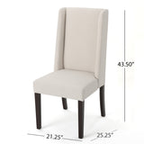 Rory Contemporary Fabric Wingback Dining Chair, Ivory and Brown Noble House