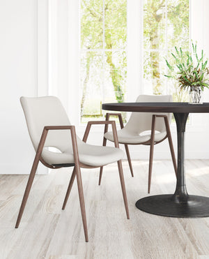 Zuo Modern Desi 100% Polyurethane, Plywood, Steel Modern Commercial Grade Dining Chair Set - Set of 2 Beige, Walnut 100% Polyurethane, Plywood, Steel