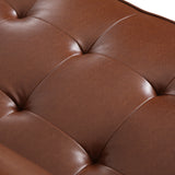 Malinta Contemporary Tufted 3 Seater Sofa, Cognac Brown and Espresso Noble House