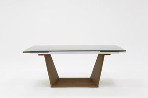 VIG Furniture Modrest Babia Modern Smoked Glass & Walnut Extendable Dining Table VGNSGD8683-SMK