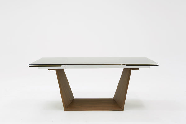 VIG Furniture Modrest Babia Modern Smoked Glass & Walnut Extendable Dining Table VGNSGD8683-SMK