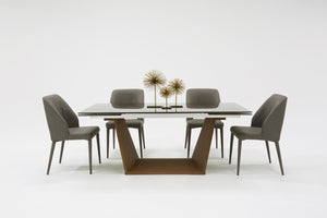 VIG Furniture Modrest Babia Modern Smoked Glass & Walnut Extendable Dining Table VGNSGD8683-SMK