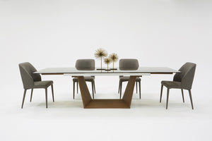 VIG Furniture Modrest Babia Modern Smoked Glass & Walnut Extendable Dining Table VGNSGD8683-SMK