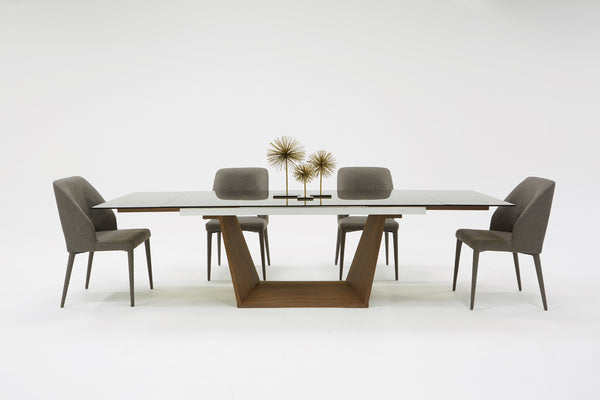 VIG Furniture Modrest Babia Modern Smoked Glass & Walnut Extendable Dining Table VGNSGD8683-SMK