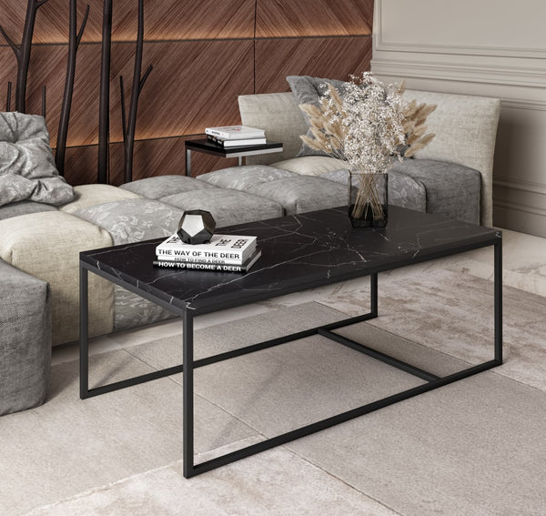 VIG Furniture Modrest Baca - Black Marble + Metal Coffee Table VGGMM-CT-1580-BLK-CT