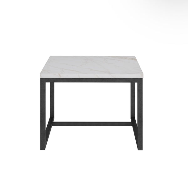 VIG Furniture Modrest Baca - White Marble + Black Metal End Table VGGMM-ET-1580-WHT-ET
