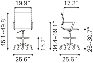 Zuo Modern Stacy 100% Polyurethane, Steel, Nylon Modern Commercial Grade Office Chair White, Black, Chrome 100% Polyurethane, Steel, Nylon