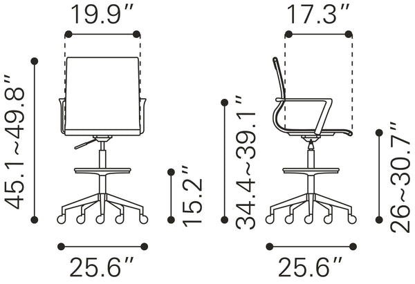 Zuo Modern Stacy 100% Polyurethane, Steel, Nylon Modern Commercial Grade Office Chair White, Black, Chrome 100% Polyurethane, Steel, Nylon