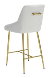 Zuo Modern Madelaine 100% Polyurethane, Plywood, Steel Modern Commercial Grade Counter Stool White, Gold 100% Polyurethane, Plywood, Steel