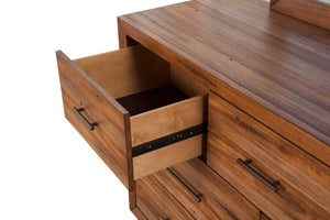Trinidad 7 Drawer Dresser in Toffee Brown - Elegant Mahogany Storage with Felt Lined Top Drawer