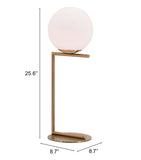 Zuo Modern Belair Steel, Glass Modern Commercial Grade Table Lamp Brass, White Steel, Glass