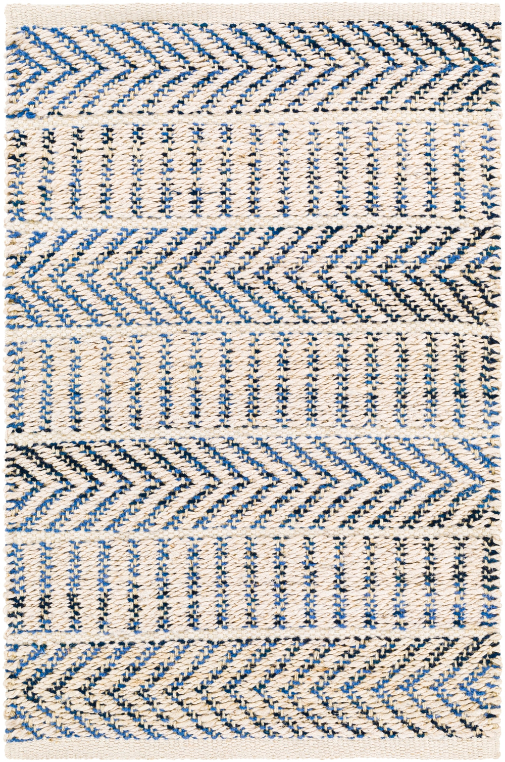 Bali BAL-2300 Cottage Jute, Cotton Rug BAL2300-81012 Denim, Black, Beige 70% Jute, 30% Cotton 8'10" x 12'