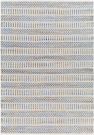 Bali BAL-2300 Cottage Jute, Cotton Rug BAL2300-576 Denim, Black, Beige 70% Jute, 30% Cotton 5' x 7'6"