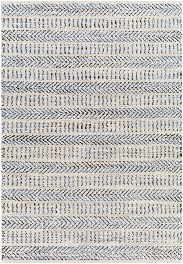 Bali BAL-2300 Cottage Jute, Cotton Rug BAL2300-576 Denim, Black, Beige 70% Jute, 30% Cotton 5' x 7'6"