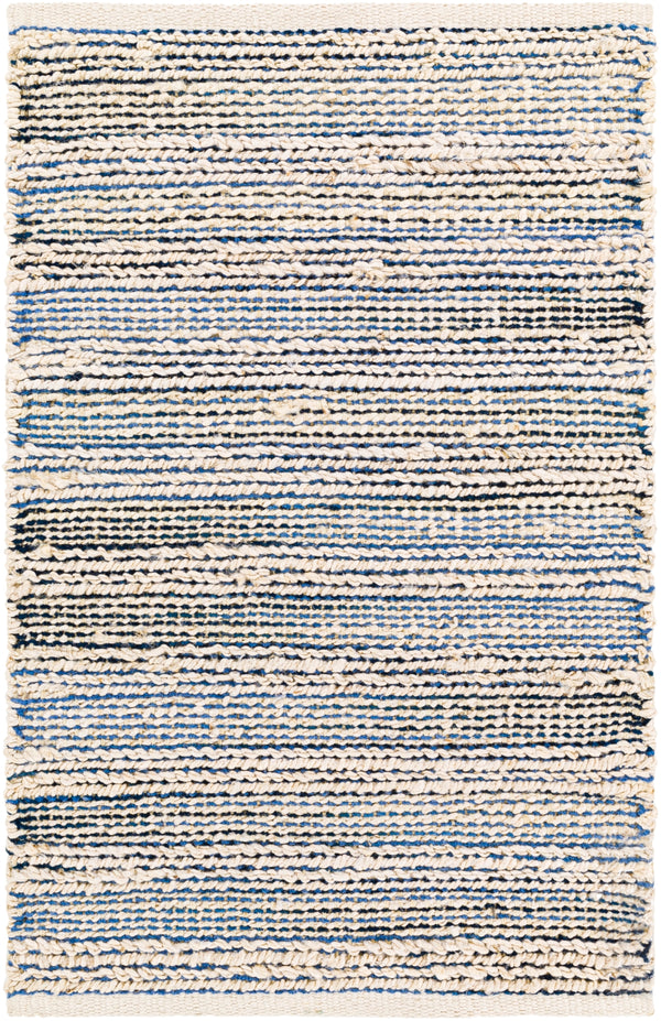 Bali BAL-2302 Cottage Jute, Cotton Rug BAL2302-81012 Navy, Black, Beige 70% Jute, 30% Cotton 8'10" x 12'