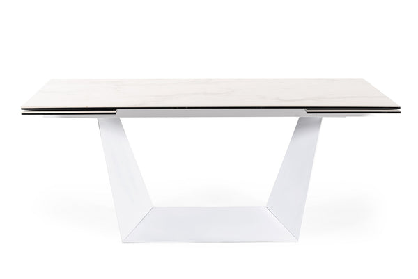 VIG Furniture Modrest Baldwin - Modern White Ceramic Extendable Dining Table VGNS-GD8684-C
