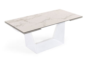 VIG Furniture Modrest Baldwin - Modern White Ceramic Extendable Dining Table VGNS-GD8684-C