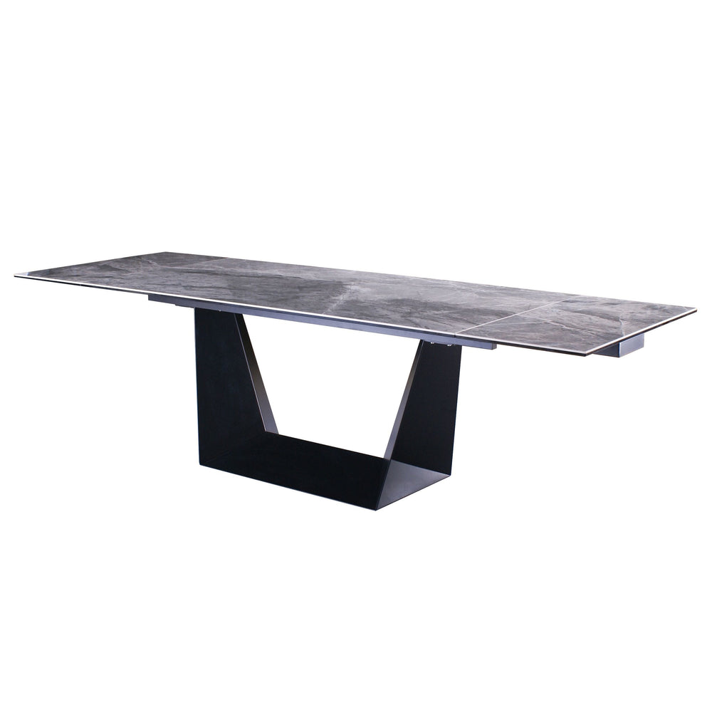 VIG Furniture Modrest Baldwin - Modern Grey Ceramic & Black Metal Extendable Dining Table VGNSGD8684-CB