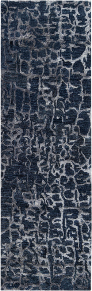 Banshee BAN-3306 Modern Wool, Viscose Rug BAN3306-268 Navy, Denim 60% Wool, 40% Viscose 2'6" x 8'