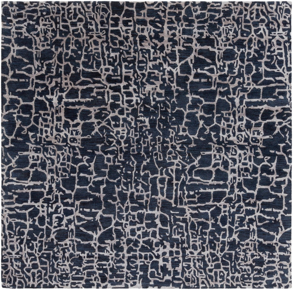 Banshee BAN-3306 Modern Wool, Viscose Rug BAN3306-8SQ Navy, Denim 60% Wool, 40% Viscose 8' Square
