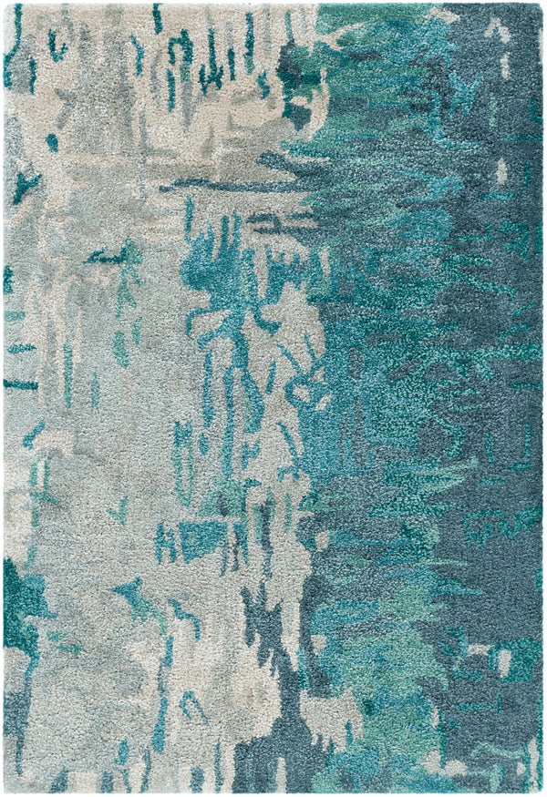 Banshee BAN-3343 Modern Wool, Viscose Rug BAN3343-913 Teal, Sage, Ivory, White 60% Wool, 40% Viscose 9' x 13'