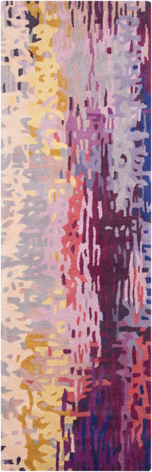 Banshee BAN-3344 Modern Wool, Viscose Rug BAN3344-268 Dark Purple, Lime, Camel, Garnet, Bright Purple 60% Wool, 40% Viscose 2'6" x 8'