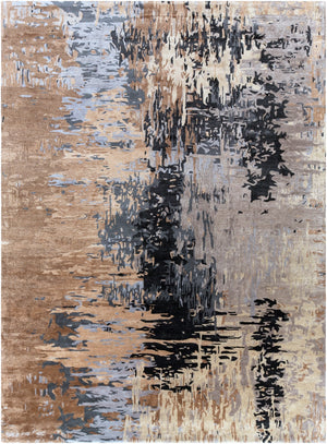Banshee BAN-3399 Modern Wool, Viscose Rug BAN3399-811 Taupe, Light Gray, Medium Gray, Black, Khaki 60% Wool, 40% Viscose 8' x 11'