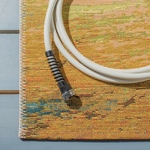 Barbados 500 Barbados 510 Outdoor Power Loomed 23% Polyester, 76% Polypropylene Rug Blue / Gold