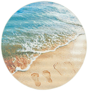 Barbados 500 Barbados 550 Outdoor Power Loomed 23% Polyester, 76% Polypropylene Rug Gold / Blue