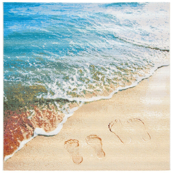 Barbados 500 Barbados 550 Outdoor Power Loomed 23% Polyester, 76% Polypropylene Rug Gold / Blue