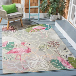 Barbados 500 Barbados 551 Outdoor Power Loomed 23% Polyester, 76% Polypropylene Rug Grey / Pink